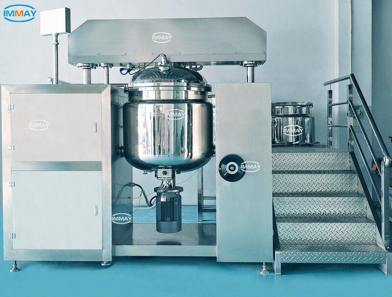 Hydraulic lifting vacuum emulsifying mixer