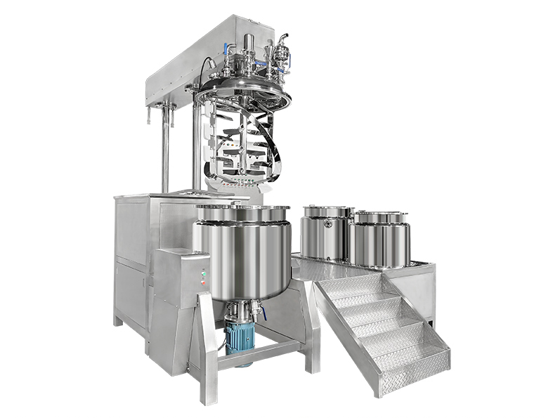 Spiral belt hydraulic lifting vacuum emulsifier mixer