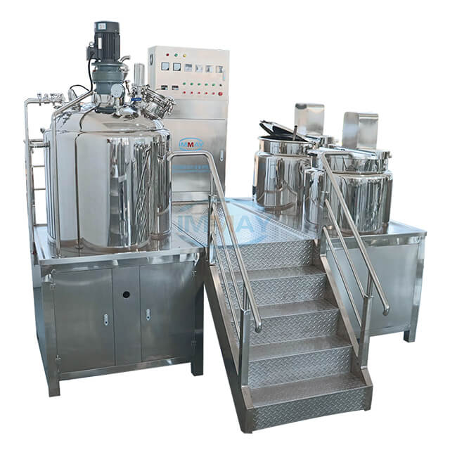 500L Fixed Type Vacuum Homogeneous Emulsifier Mixer with Oil And Water Tank For Pharmaceutical Cosmetic Chemical Production