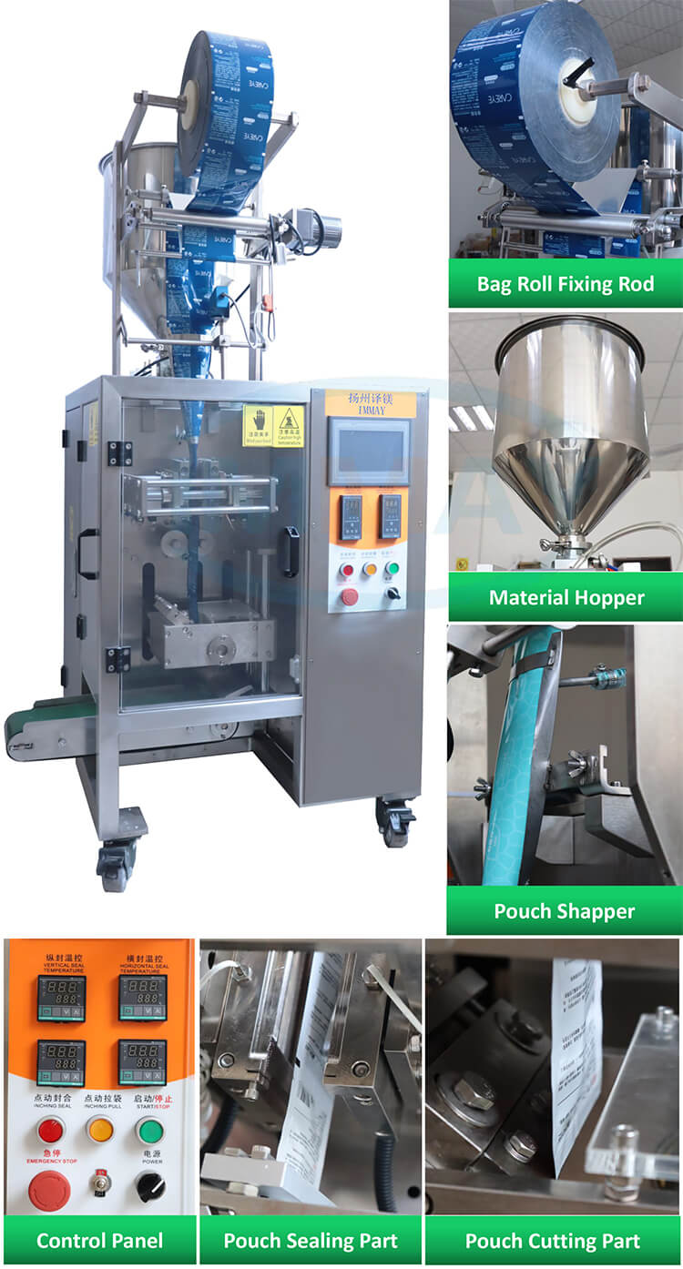 Cream pouch filling and sealing machine