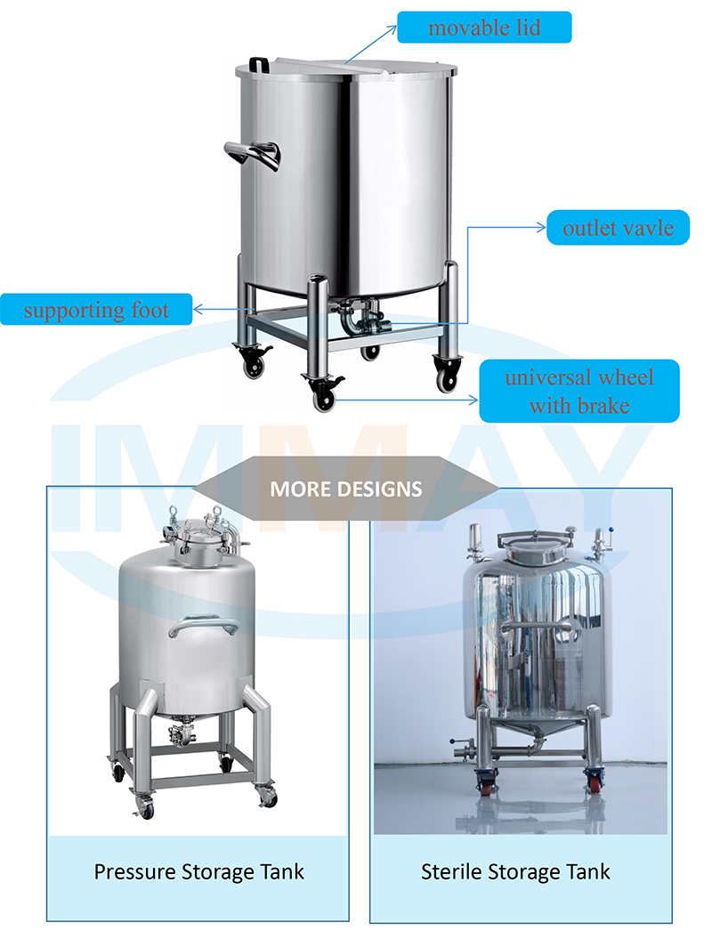 Sanitary stainless steel storage vessel