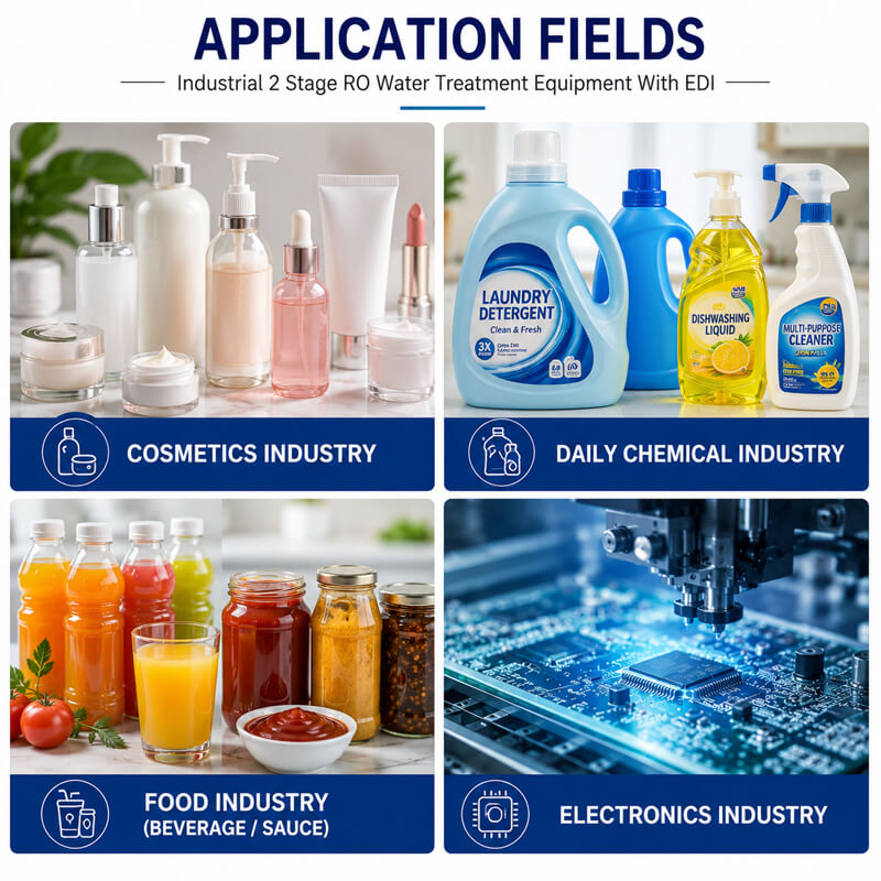 Applications of Industrial 2 Stage RO Water Treatment Equipment With EDI